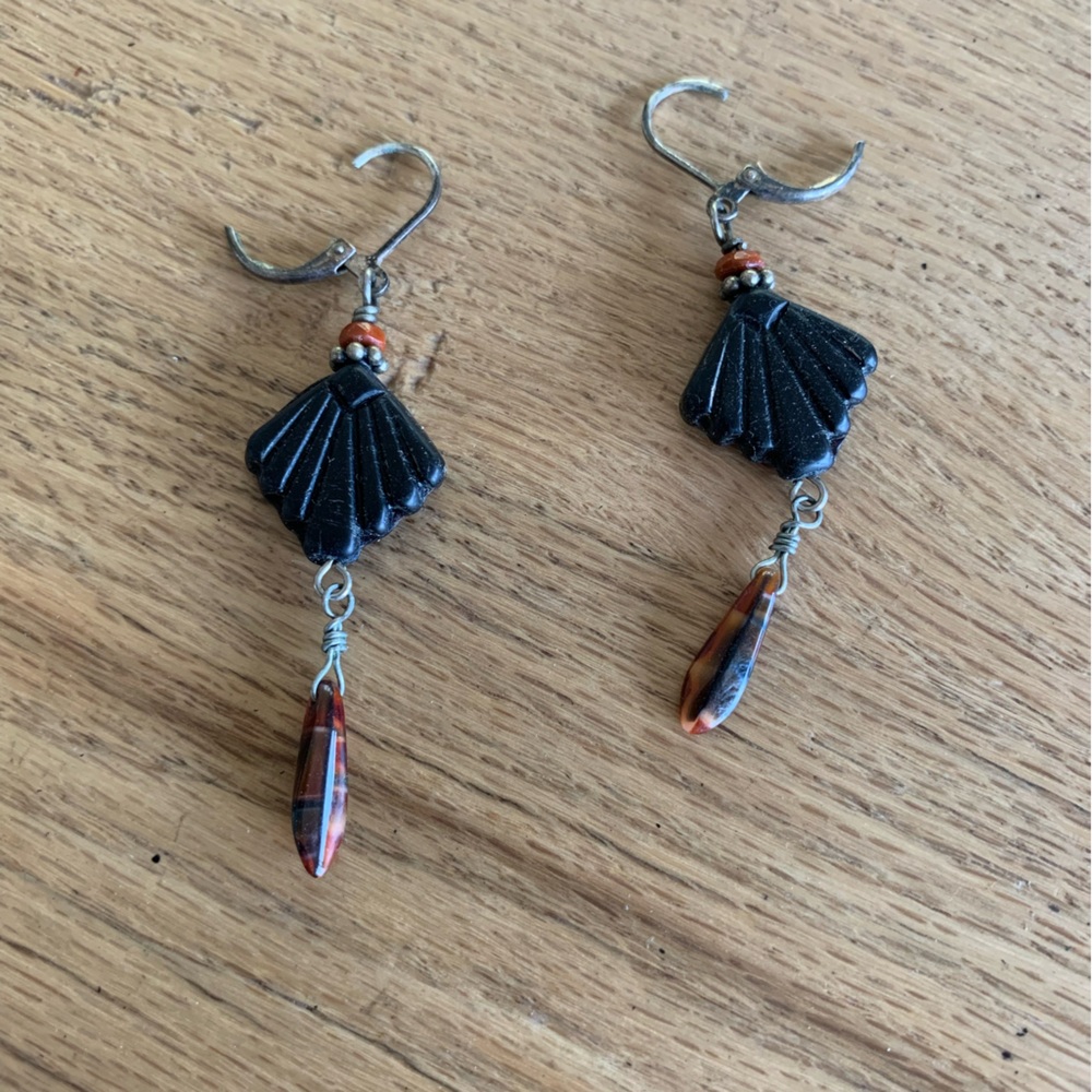 Dangle Pierced Earrings Topaz Black Women’s Jewelry‎ Preloved
